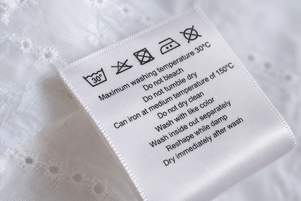Printed wash-instruction care label