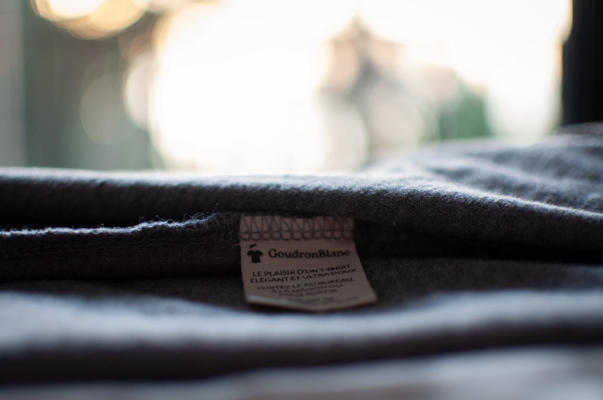 Care label inside the side seam of a t-shirt
