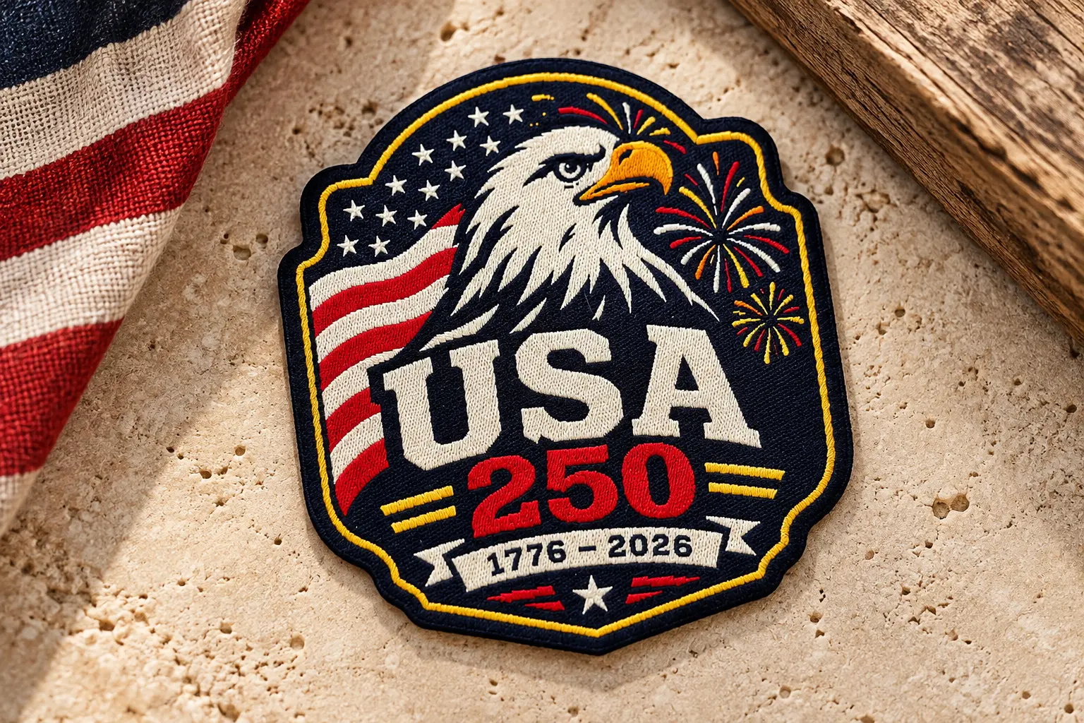 Custom-shaped USA woven patch