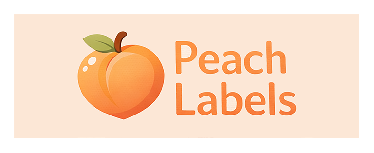Flat woven label artwork layout with logo, ready for production